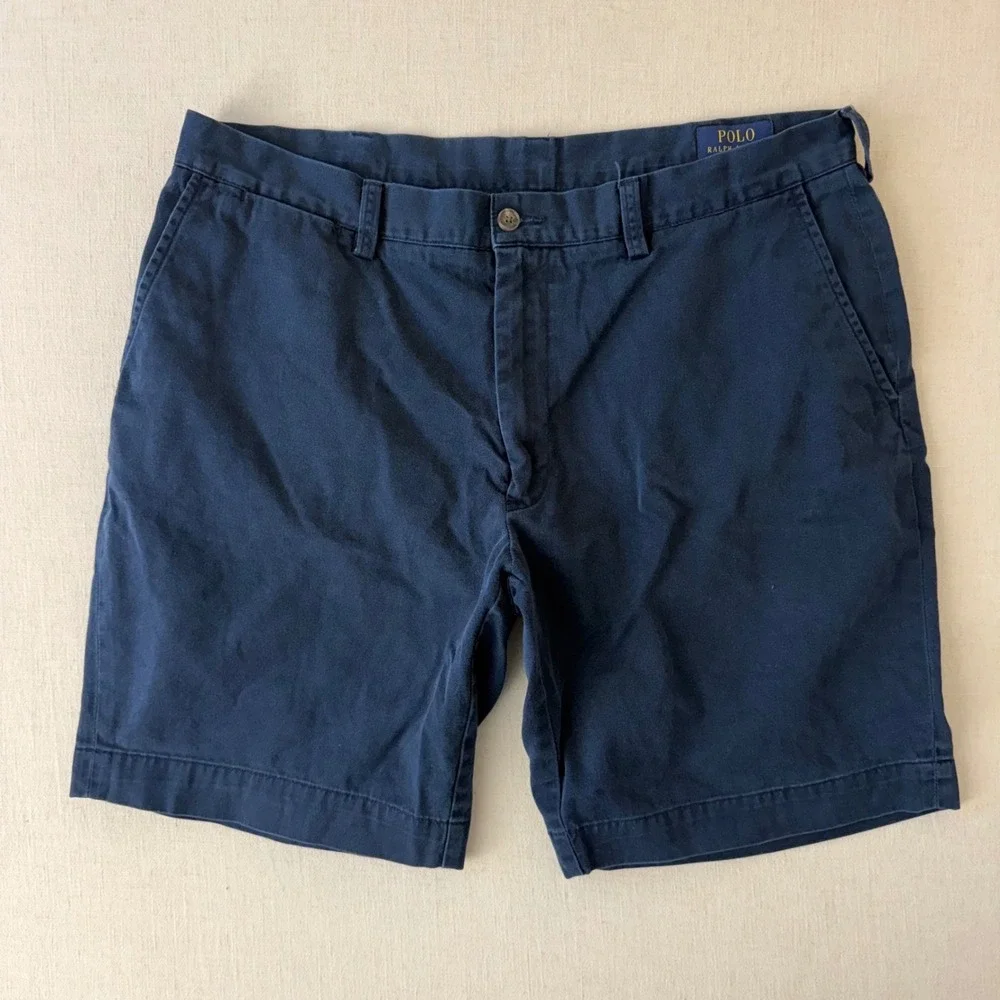 Polo Ralph Lauren Chino Shorts Men 36 Navy Classic Fit 9 Cotton Twill Preppy